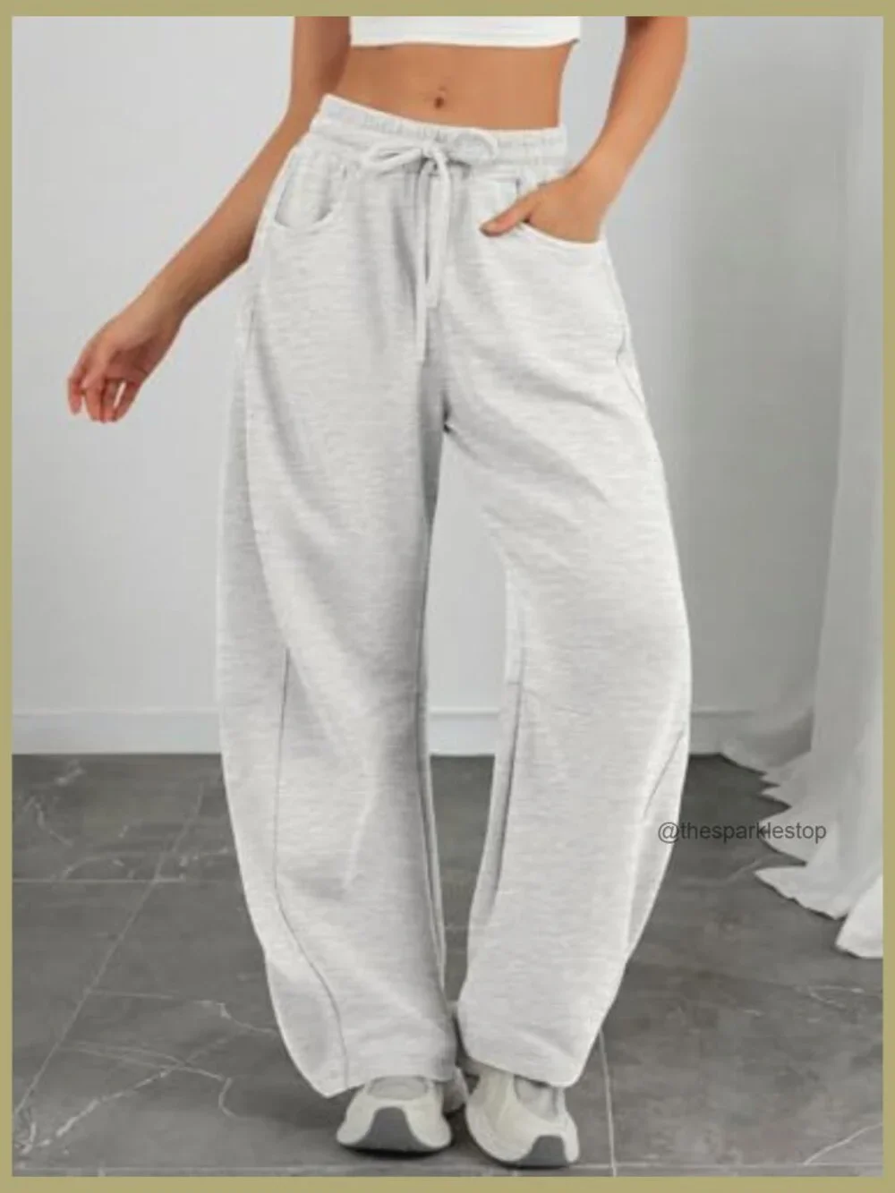 Barrel Sweatpants Women Wide Leg Baggy Lounge Pants with Pockets - Picture 5 of 7